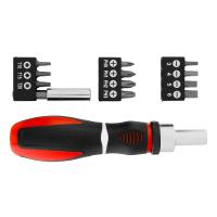 Отвертка реверсивная, набор бит, 12 шт, CrV Matrix