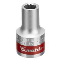 Головка торцевая, 8 мм, двенадцатигранная, CrV, под квадрат 1/2, хромированная Matrix купить в Москве с доставкой по всей России | ProtosMarket.ru