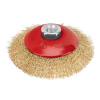 Щетка для УШМ, 115 мм, М14, "тарелка", латунированная витая проволока Matrix