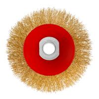 Щетка для УШМ, 100 мм, М14, "тарелка", латунированная витая проволока Matrix