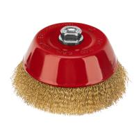 Щетка для УШМ, 150 мм, М14, "чашка", латунированная витая проволока Matrix по ценам производителя в Санкт-Петербурге с доставкой по всей России