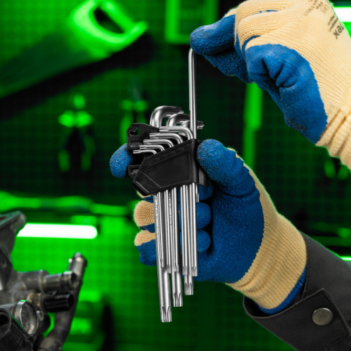 Набор ключей имбусовых Torx-Tempered, TT10-50, CrV, 9 шт., удлиненные Сибртех купить в Москве с доставкой по всей России | ProtosMarket.ru