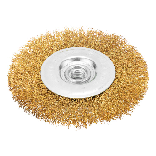 Щетка для УШМ, 125 мм, М14, плоская, латунированная витая проволока Matrix по ценам производителя в Санкт-Петербурге с доставкой по всей России