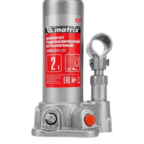 Домкрат гидравлический бутылочный, 2 т, высота подъема 181-345 мм Matrix по ценам производителя в Санкт-Петербурге с доставкой по всей России