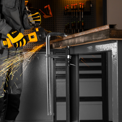 Струбцина F-образная, 80x400мм, кованая Denzel купить в Москве с доставкой по всей России | ProtosMarket.ru