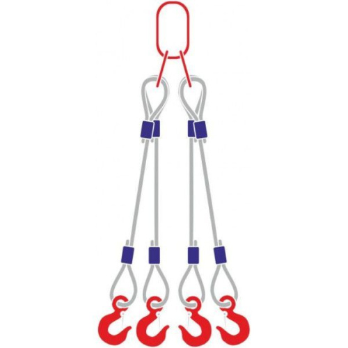 Строп канатный 4СК, с 4 крюками 40Т x 7М купить в Москве с доставкой по всей России | ProtosMarket.ru