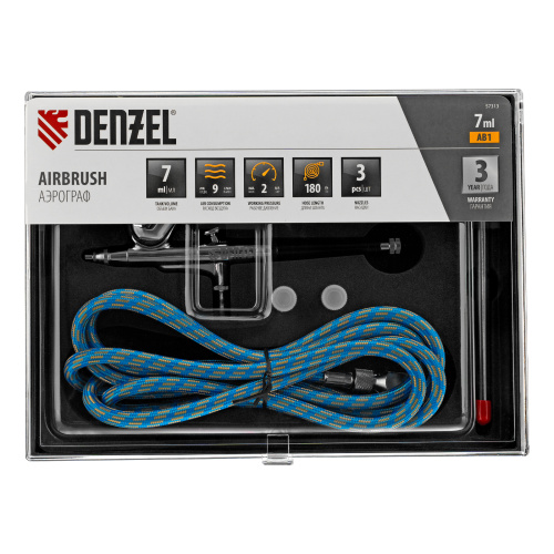 Аэрограф с верхним бачком AB1, 0.2/0.3/0.5 мм, 7 мл, 9 л/мин Denzel по ценам производителя в Санкт-Петербурге с доставкой по всей России