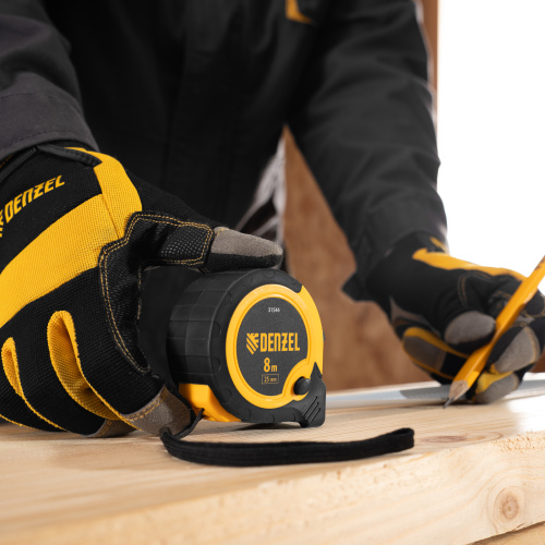 Рулетка 8м х 25мм, двухкомп. корпус, кнопка-пауза Denzel купить в Москве с доставкой по всей России | ProtosMarket.ru