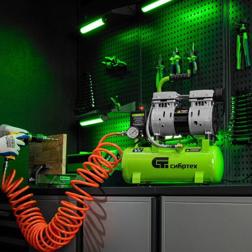 Компрессор безмаслянный малошумный МБ 750/10,750 Вт, 10 л, 150 л/мин Сибртех купить в Москве с доставкой по всей России | ProtosMarket.ru