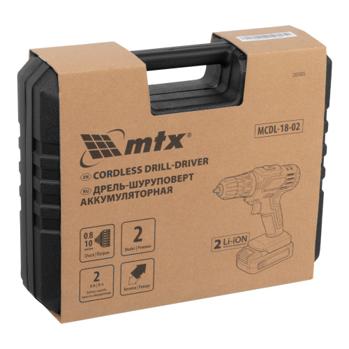 Дрель-шуруповерт аккумуляторная MCDL-18-02, Li-Ion, 18 В, 2 акк. MTX по ценам производителя в Санкт-Петербурге с доставкой по всей России