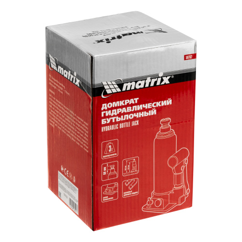 Домкрат гидравлический бутылочный, 3 т, h подъема 178-343 мм Matrix по ценам производителя в Санкт-Петербурге с доставкой по всей России