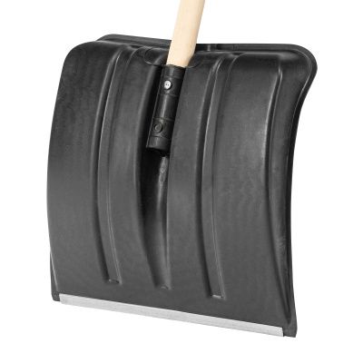 Лопата для уборки снега пластиковая, 380х385х1420 мм, оцинк. планка, деревянный черенок купить в Москве с доставкой по всей России | ProtosMarket.ru