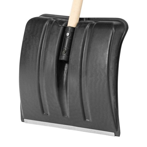 Лопата для уборки снега пластиковая, 380х385х1420 мм, оцинк. планка, деревянный черенок купить в Москве с доставкой по всей России | ProtosMarket.ru