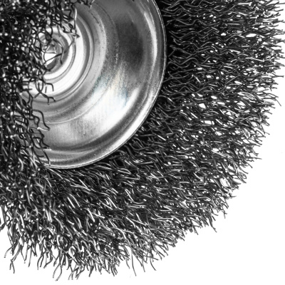 Щетка для дрели, 65 мм, Чашка, со шпилькой , нержавеющая витая проволока Denzel по ценам производителя в Санкт-Петербурге с доставкой по всей России