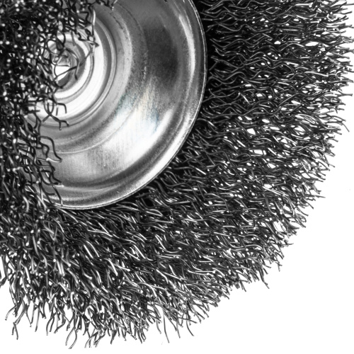 Щетка для дрели, 65 мм, Чашка, со шпилькой , нержавеющая витая проволока Denzel по ценам производителя в Санкт-Петербурге с доставкой по всей России