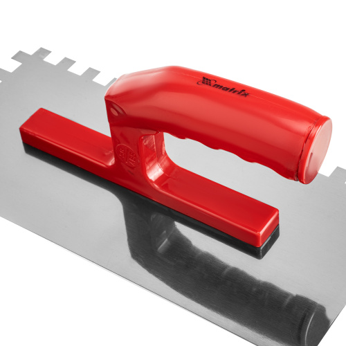 Гладилка стальная, 280 x 130 мм, зеркальная полировка, пластмастмассовая ручка, зуб 10 x 10 мм Matrix купить в Москве с доставкой по всей России | ProtosMarket.ru