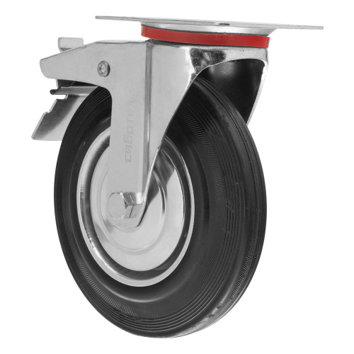 Колесо поворотное с тормозом D 125 мм, крепление  платформенное Сибртех купить в Москве с доставкой по всей России | ProtosMarket.ru