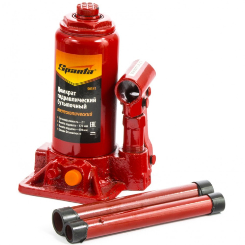Домкрат гидравлический бутылочный телескопический, 2 т, h подъема 170-410 мм Sparta по ценам производителя в Санкт-Петербурге с доставкой по всей России