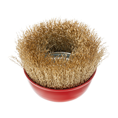 Щетка для УШМ, 75 мм, М14, "чашка", латунированная витая проволока Matrix по ценам производителя в Санкт-Петербурге с доставкой по всей России