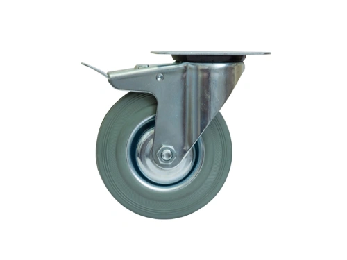 Колесо поворотное серая резина SCB 55 f 125 мм с тормозом по ценам производителя в Санкт-Петербурге с доставкой по всей России