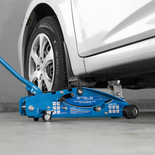 Домкрат гидравлический подкатной с фиксатором, 2.5 т, Safety Pin, 140-385 мм, в кейсе Stels по ценам производителя в Санкт-Петербурге с доставкой по всей России