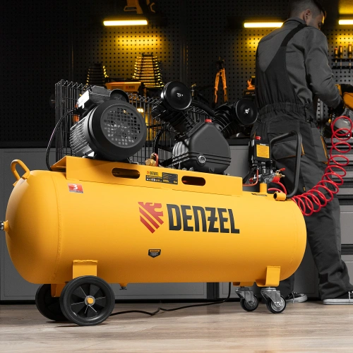 Компрессор воздушный BCV2200/100, ременный привод, 2.2 кВт, 100 литров, 370 л/мин Denzel по ценам производителя в Санкт-Петербурге с доставкой по всей России