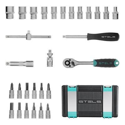 Набор инструментов, 1/4", CrV, пластиковый кейс 29 предметов Stels купить в Москве с доставкой по всей России | ProtosMarket.ru