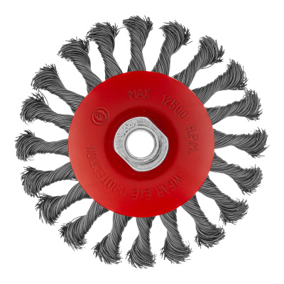 Щетка для УШМ, 125 мм, М14, "тарелка", крученая проволока 0.5 мм Matrix по ценам производителя в Санкт-Петербурге с доставкой по всей России
