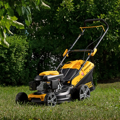 Газонокосилка бензиновая GLD-460, 146 куб.см, ширина 46 см, ручная, 7 уровней, травосборник 50 л Denzel купить в Москве с доставкой по всей России | ProtosMarket.ru