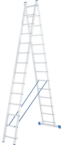 Лестница 2-х секционная алюминиевая 2*14 по ценам производителя в Санкт-Петербурге с доставкой по всей России