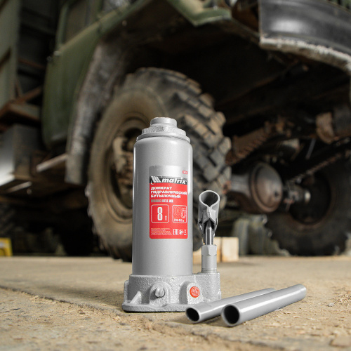 Домкрат гидравлический бутылочный, 8 т, высота подъема 230-457 мм Matrix по ценам производителя в Санкт-Петербурге с доставкой по всей России