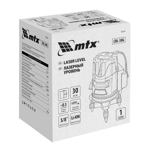 Лазерный уровень CRL-30G, 30 м, зеленый луч, акк. Li 2400 mah, резьба 5/8" MTX по ценам производителя в Санкт-Петербурге с доставкой по всей России