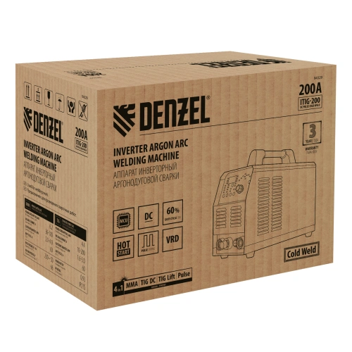 Аппарат инвертор. аргонодуговой сварки ITIG-200 DС Pulse Cold Weld, 200 А, ПВ 60% Denzel по ценам производителя в Санкт-Петербурге с доставкой по всей России