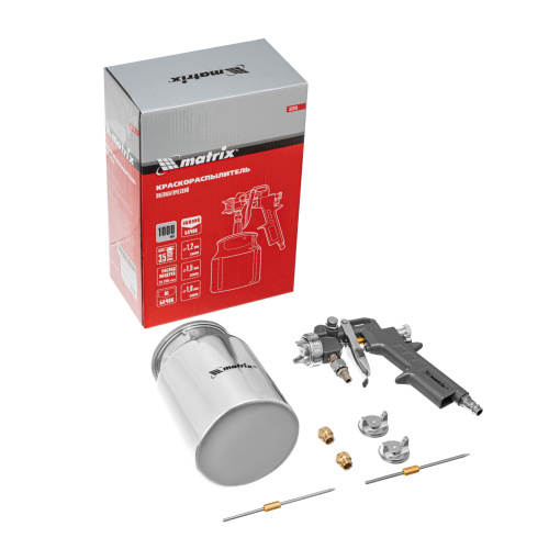 Краскораспылитель пневматический с нижним бачком V 1, 0 л, сопло D 1.2, 1.5 и 1.8 мм Matrix купить в Москве с доставкой по всей России | ProtosMarket.ru