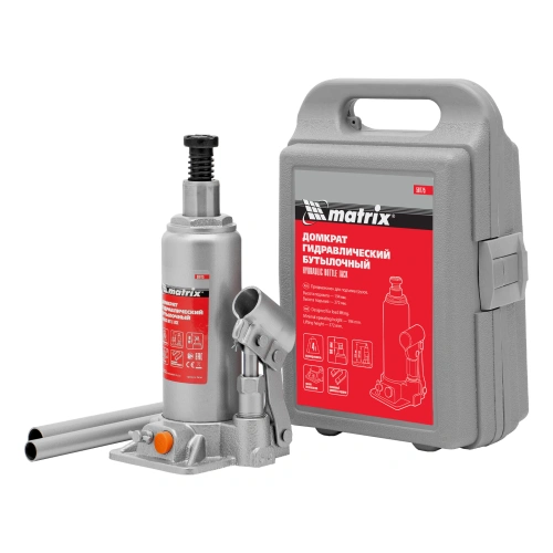 Домкрат гидравлический бутылочный, 4 т, h подъема 194-372 мм, в пластиковом кейсе Matrix по ценам производителя в Санкт-Петербурге с доставкой по всей России