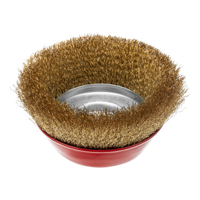 Щетка для УШМ, 150 мм, М14, "чашка", латунированная витая проволока Matrix по ценам производителя в Санкт-Петербурге с доставкой по всей России