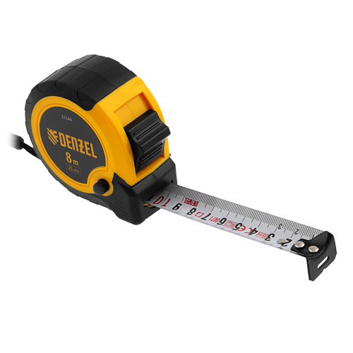 Рулетка 8м х 25мм, двухкомп. корпус, кнопка-пауза Denzel купить в Москве с доставкой по всей России | ProtosMarket.ru