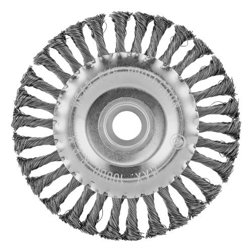 Щетка для УШМ 125 мм, посадка 22.2 мм, плоская, крученая металлическая проволока Сибртех по ценам производителя в Санкт-Петербурге с доставкой по всей России