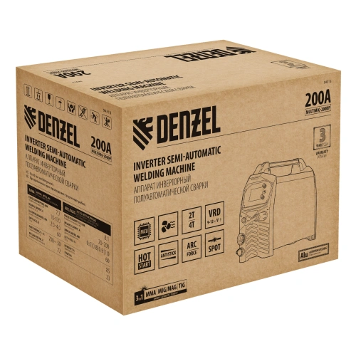 Аппарат инвертор. полуавтомат. сварки MultiMIG-200DP Synergy Double Pulse, 200 А, ПВ 80% Denzel по ценам производителя в Санкт-Петербурге с доставкой по всей России