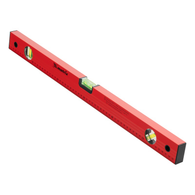 Уровень алюминиевый, 600 мм, 3 глазка, красный, линейка Matrix по ценам производителя в Санкт-Петербурге с доставкой по всей России