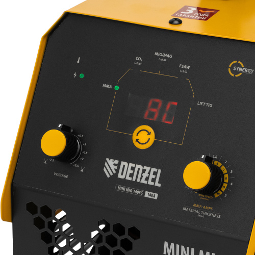 Аппарат инвертор. полуавтомат. сварки Mini MIG-140FG, 140 А, ПВ 60% Denzel по ценам производителя в Санкт-Петербурге с доставкой по всей России