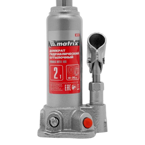 Домкрат гидравлический бутылочный, 2 т, высота подъема 181-345 мм Matrix по ценам производителя в Санкт-Петербурге с доставкой по всей России