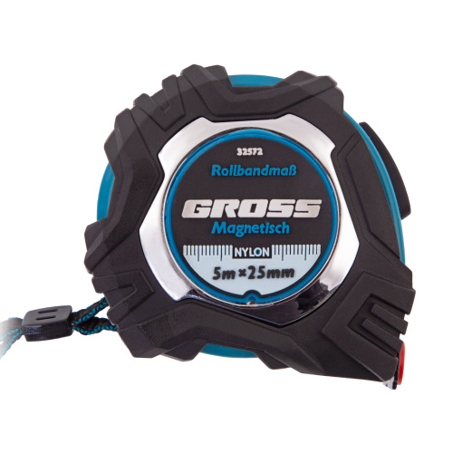 Рулетка Magnetisch 5 м х 25 мм,обрезиненный корпус,автоматическая фиксация,Нейлоновое покрытиеытие,зацеп с магнитом Gross купить в Москве с доставкой по всей России | ProtosMarket.ru