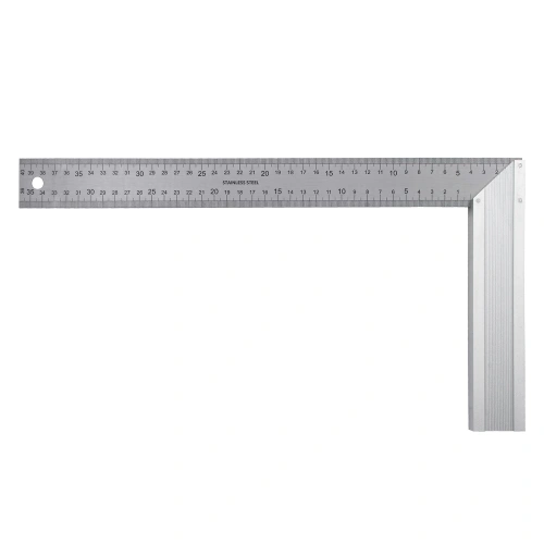 Угольник стальной 400 мм, нержавеющая сталь, градуировка, алюминиевое основание Denzel по ценам производителя в Санкт-Петербурге с доставкой по всей России