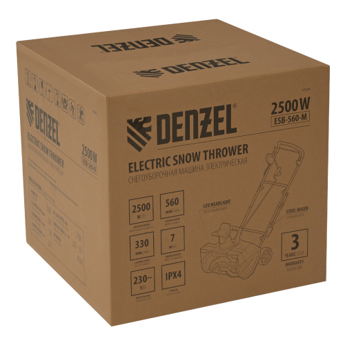 Электрическая снегоуборочная машина ESB-560-M, 2,5 кВт, металлический шнек, LED фара Denzel по ценам производителя в Санкт-Петербурге с доставкой по всей России
