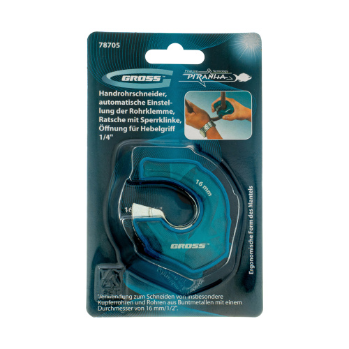 Труборез ладонный "Piranha", 16 мм, 1/2, автоматическая регулировка зажима трубы, трещотка с храповым механизмом, отверстие 1/4 Gross купить в Москве с доставкой по всей России | ProtosMarket.ru