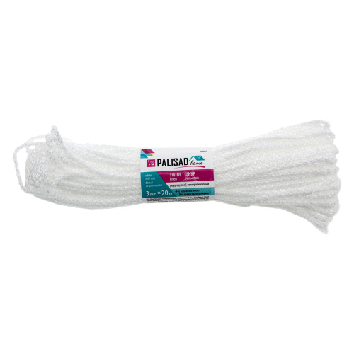 Шнур бельевой полипропиленовый с сердечником, 3 мм, L 20 м, белый, Home Palisad по ценам производителя в Санкт-Петербурге с доставкой по всей России