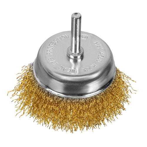 Щетка для дрели, 75 мм, "чашка" со шпилькой, латунированная витая проволока Matrix по ценам производителя в Санкт-Петербурге с доставкой по всей России