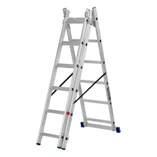 Лестница, 3 х 6 ступеней, алюминиевая, трехсекционная, Сибртех купить в Москве с доставкой по всей России | ProtosMarket.ru