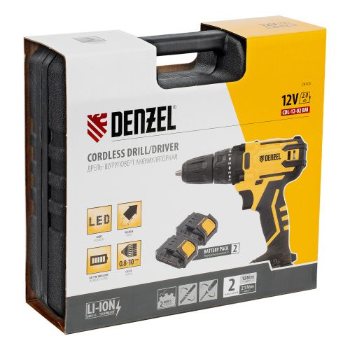 Дрель-шуруповерт аккумуляторная CDL-12-02BM, Li-Ion, 12 В, 2 акк. Denzel купить в Москве с доставкой по всей России | ProtosMarket.ru